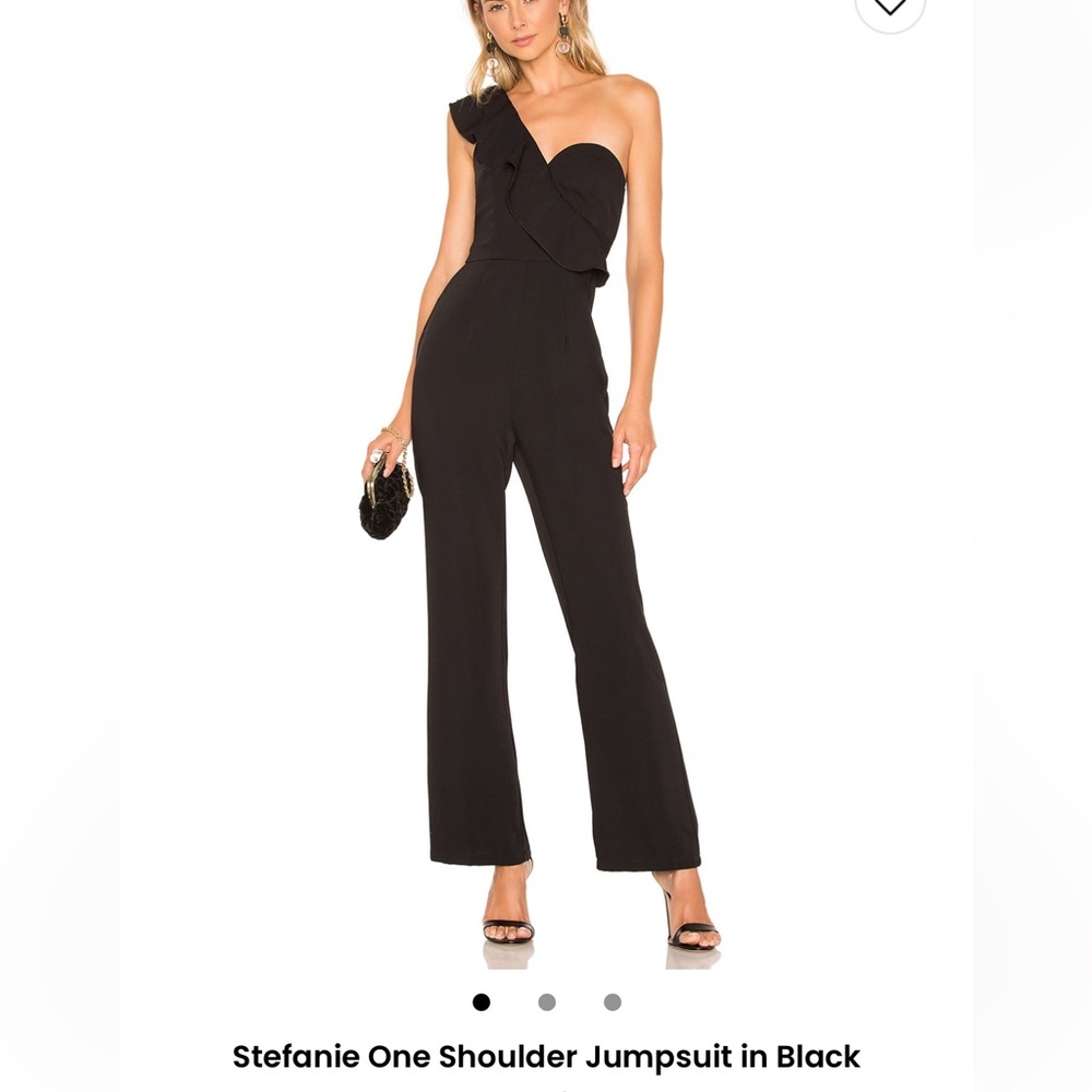 Superdown Black One-Shoulder Jumpsuit
